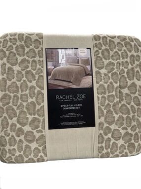 Rachel Zoe Tan Animal Print Full Queen Comforter Set 90”x92”